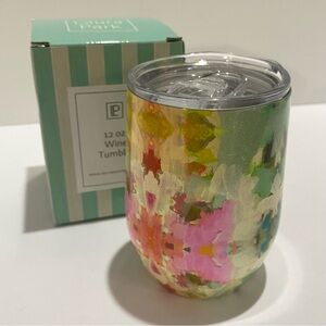 Laura Park "Giverny" 12 oz Insulated Wine Tumbler NIB Floral Stainless Steel Cup
